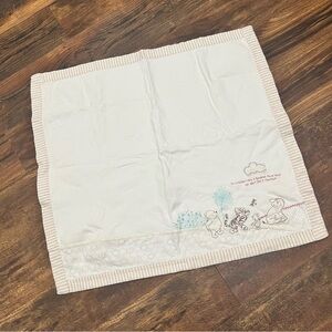 Vintage Disney Classic Winnie The Pooh Infant Blanket Ivory Hundred Acre Wood